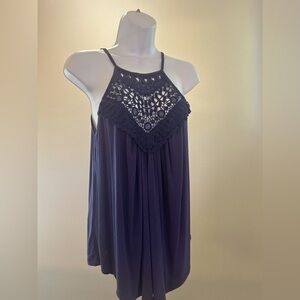 Women’s Halter Spaghetti Strap Tank - Navy